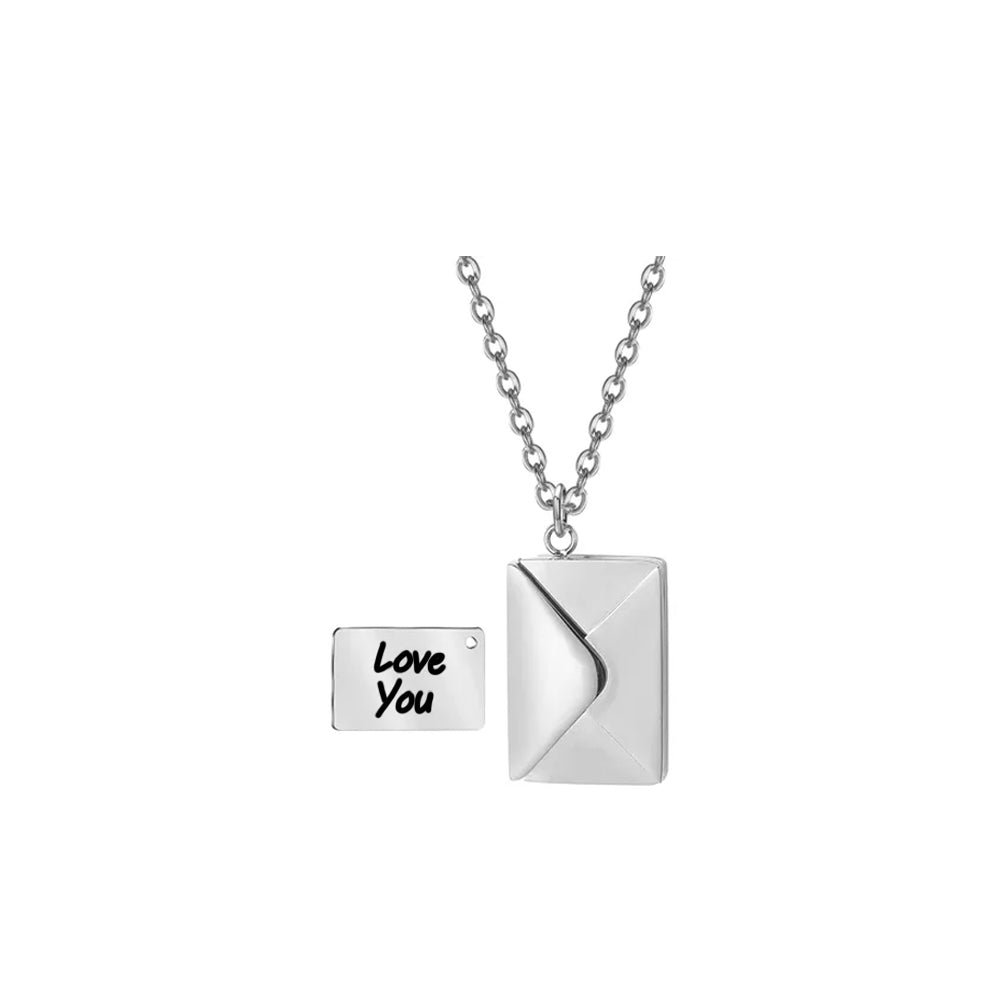 collar carta plateado, collar para colocar mensaje, collar de cartita, collar con dije de carta, collar plateado