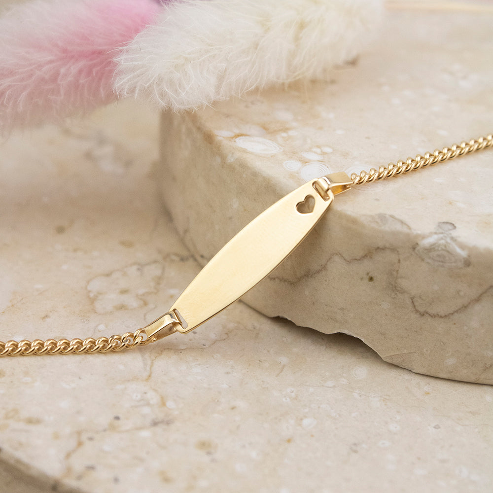 Pulsera para niños Corazón Plata Bañada en Oro