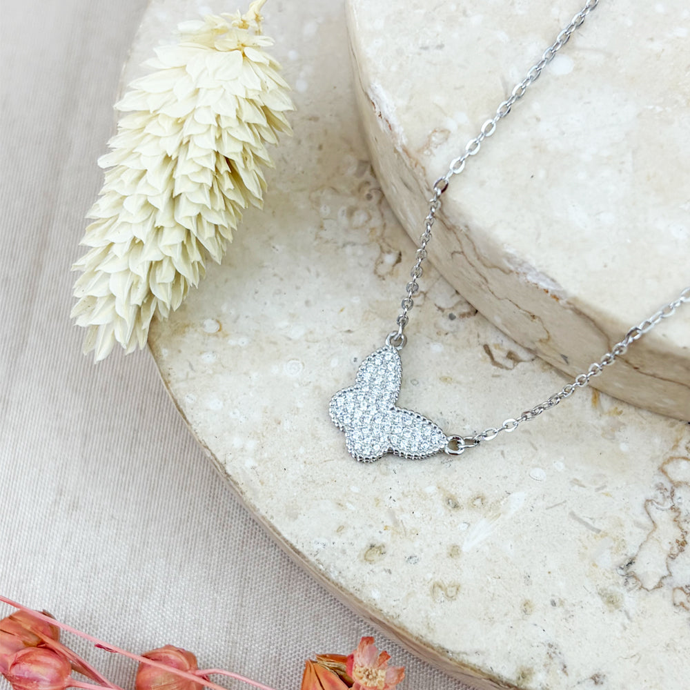 Collar Mariposa Circones Plateado Plata