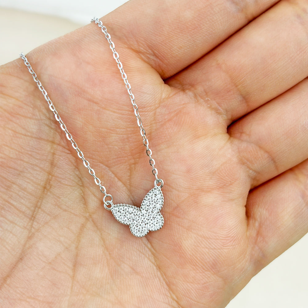 Collar Mariposa Circones Plateado Plata