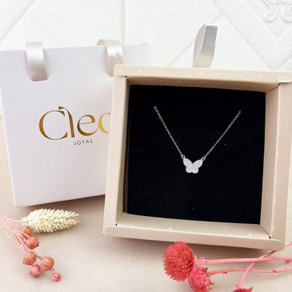 Collar Mariposa Circones Plateado Plata