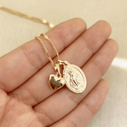 Collar Virgen de Guadalupe Grabado Rose