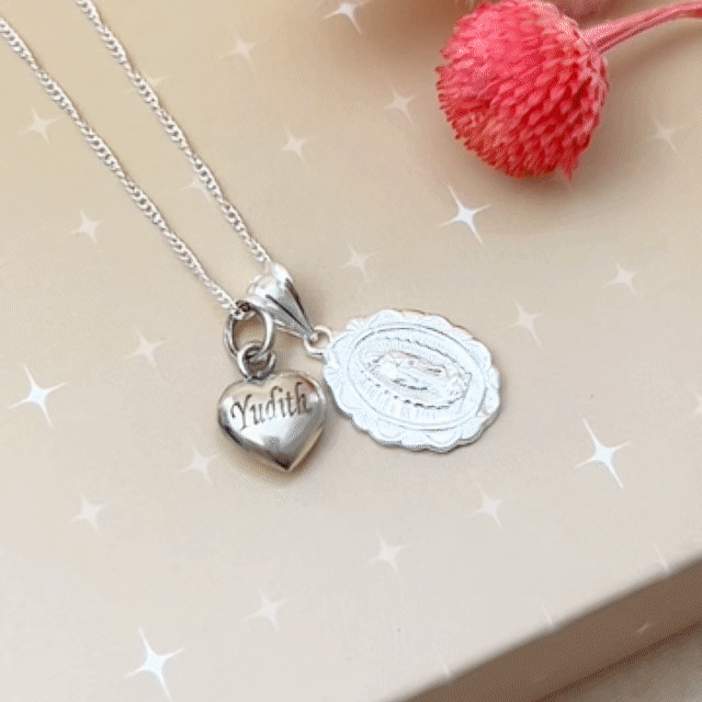 Collar Virgen de Guadalupe Grabado Plata