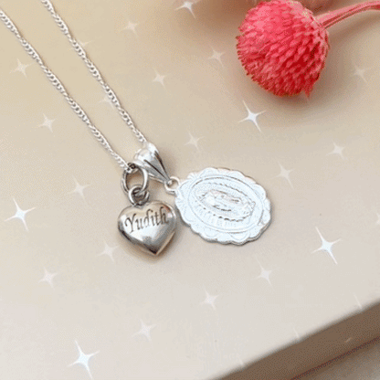 Collar Virgen de Guadalupe Grabado Plata