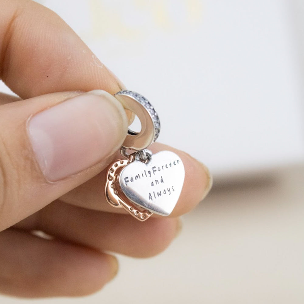 Dije Charm Corazón Doble Plata