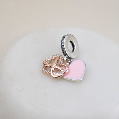 Dije Charm Corazón Doble Plata