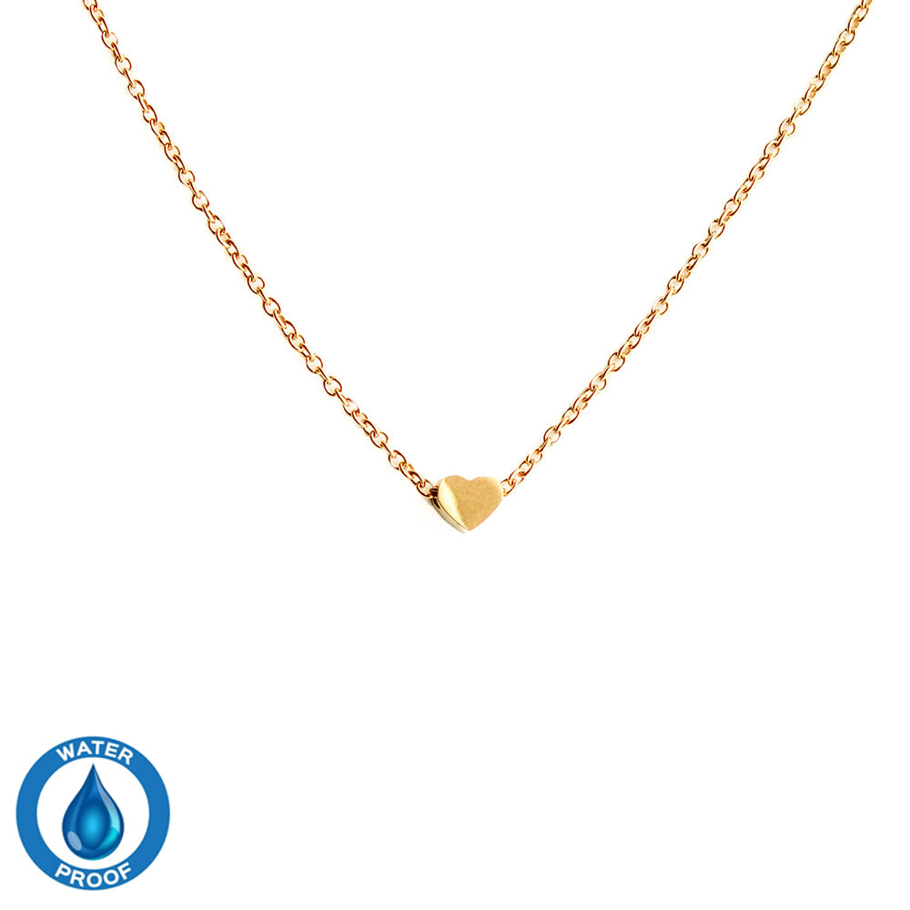 Collar corazón baño oro pasante