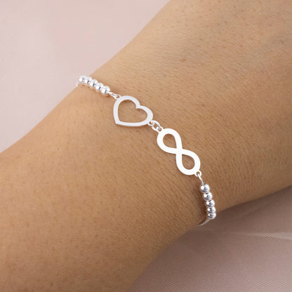Pulsera Corazón Infinito Plata