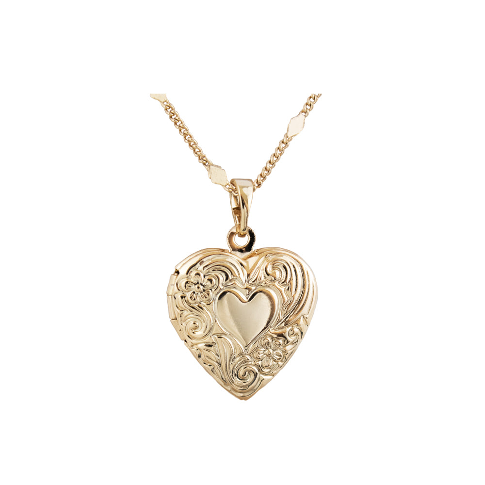 Collar Relicario Corazón Ondas Dorado Rose