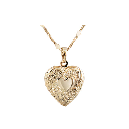 Collar Relicario Corazón Ondas Dorado Rose