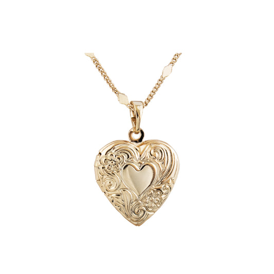 Collar Relicario Corazón Ondas Dorado Rose