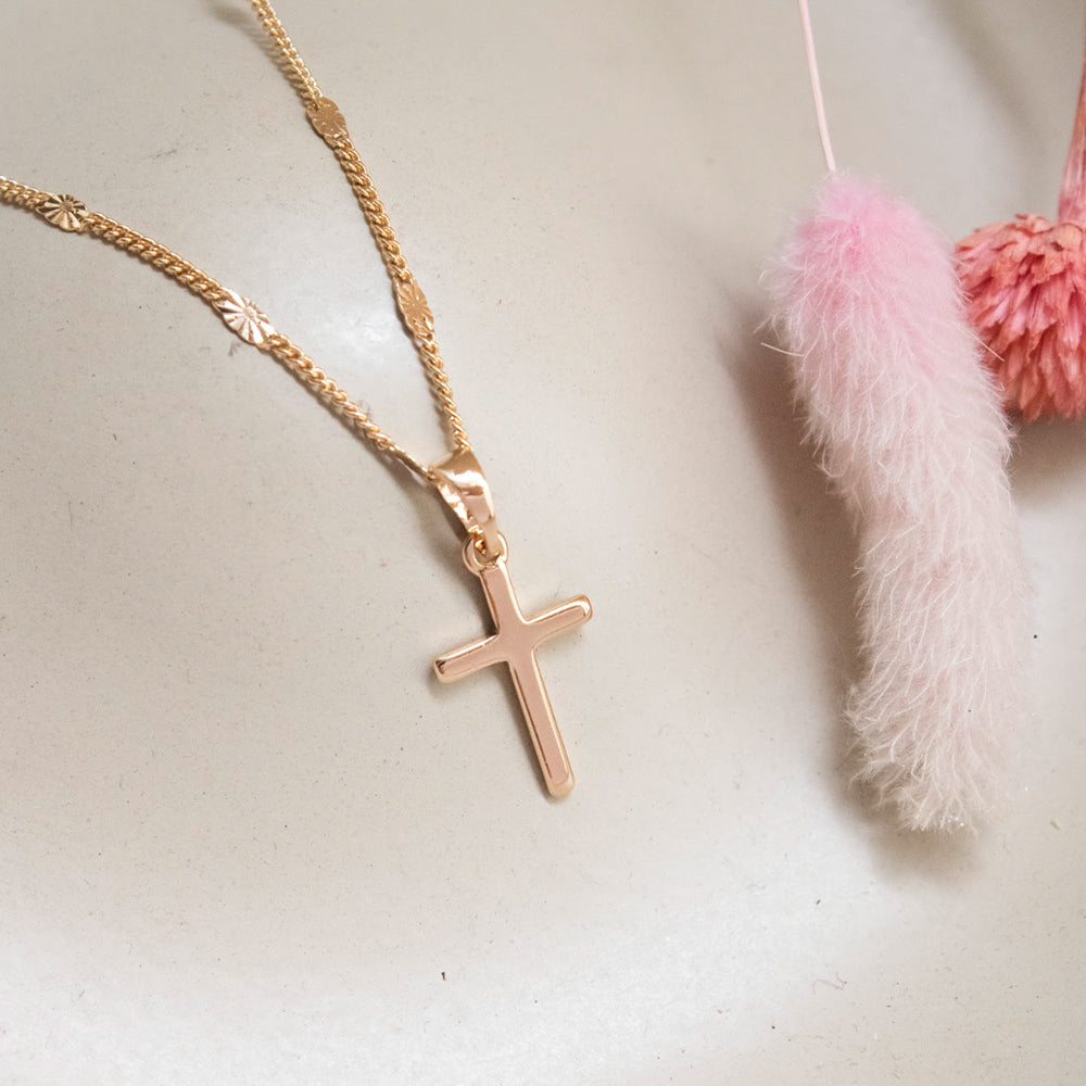 Collar Cruz Lisa Acero Rose