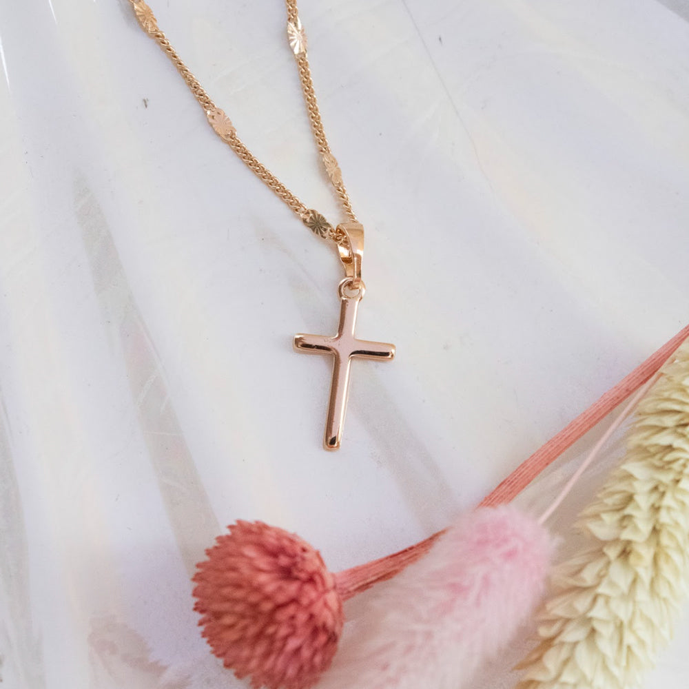 Collar Cruz Lisa Acero Rose