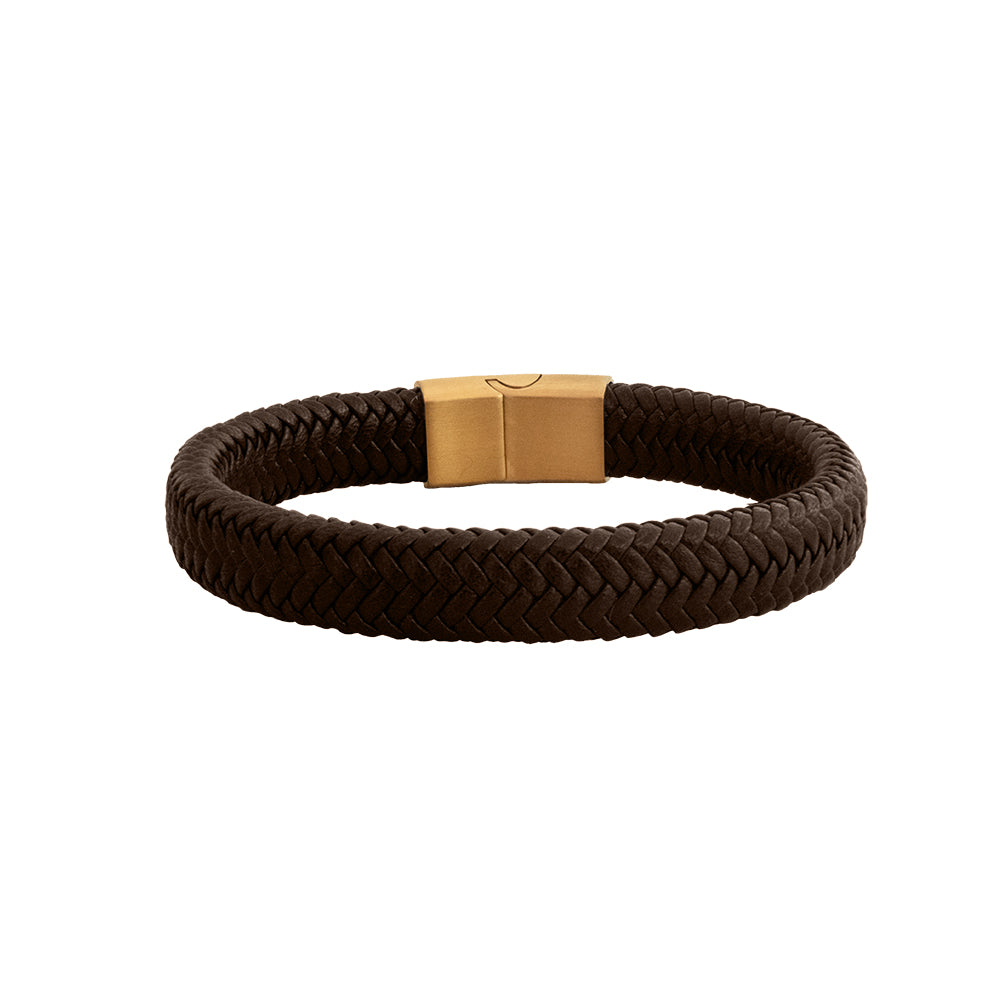 Pulsera Trenzada Cuerina  Acero Hombre