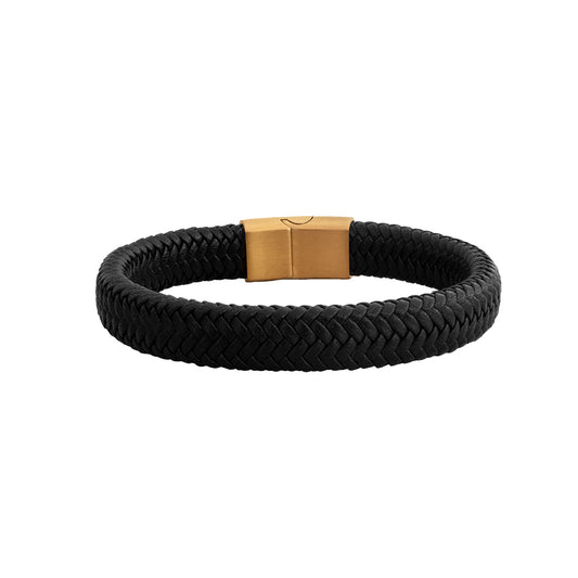 Pulsera Trenzada Cuerina  Acero Hombre