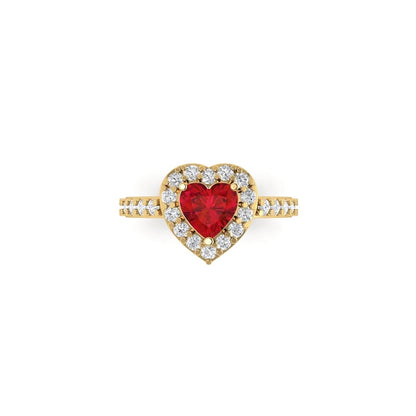 Anillo Corazón Divine Rojo Regulable Acero Dorado