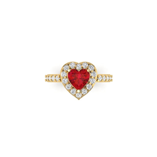 Anillo Corazón Divine Rojo Regulable Acero Dorado