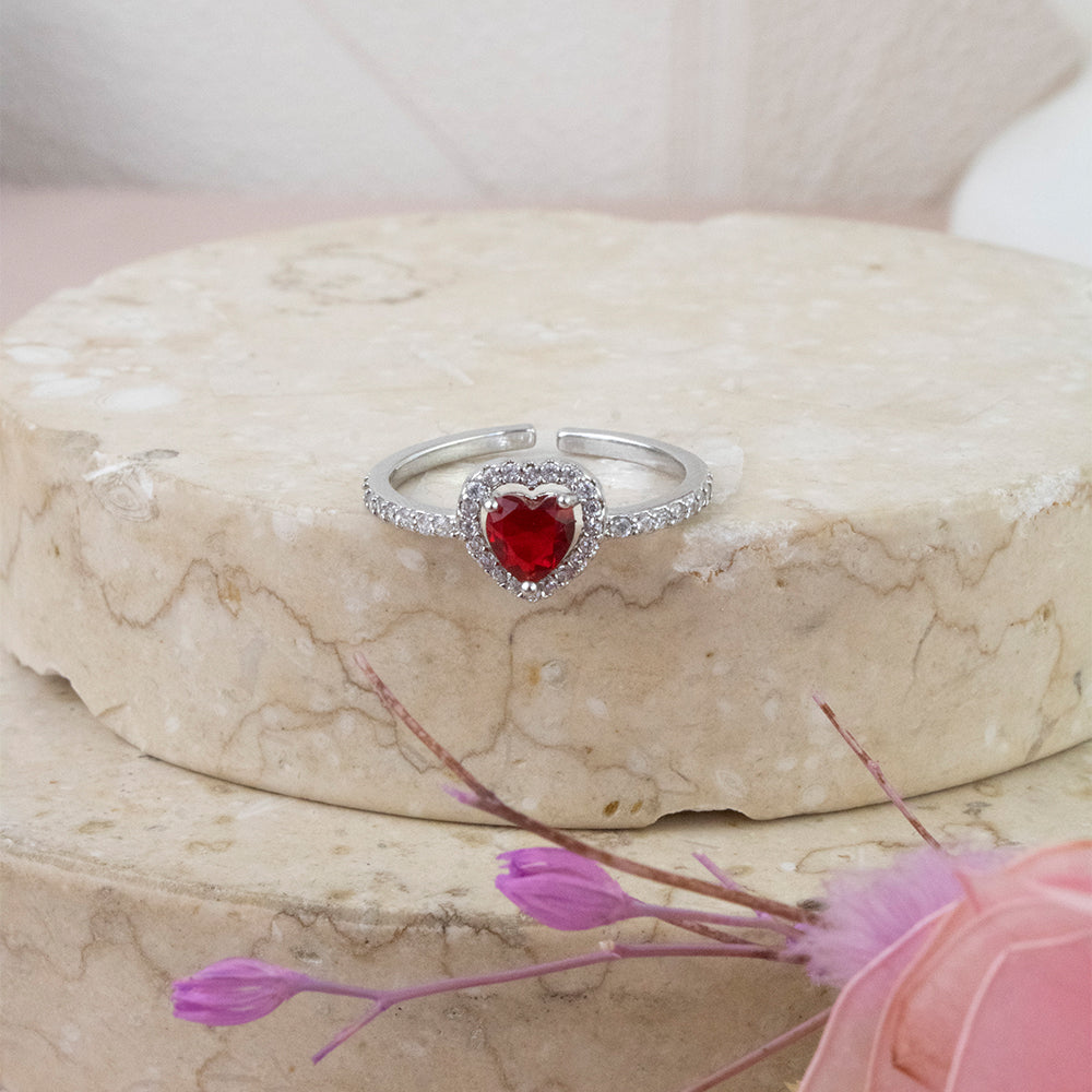 Anillo Corazón Divine Rojo Regulable