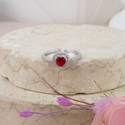 Anillo Corazón Divine Rojo Regulable