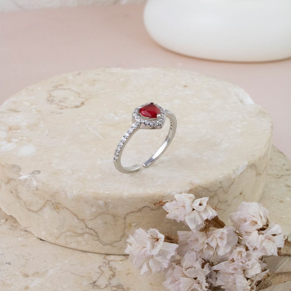 Anillo Corazón Divine Rojo Regulable