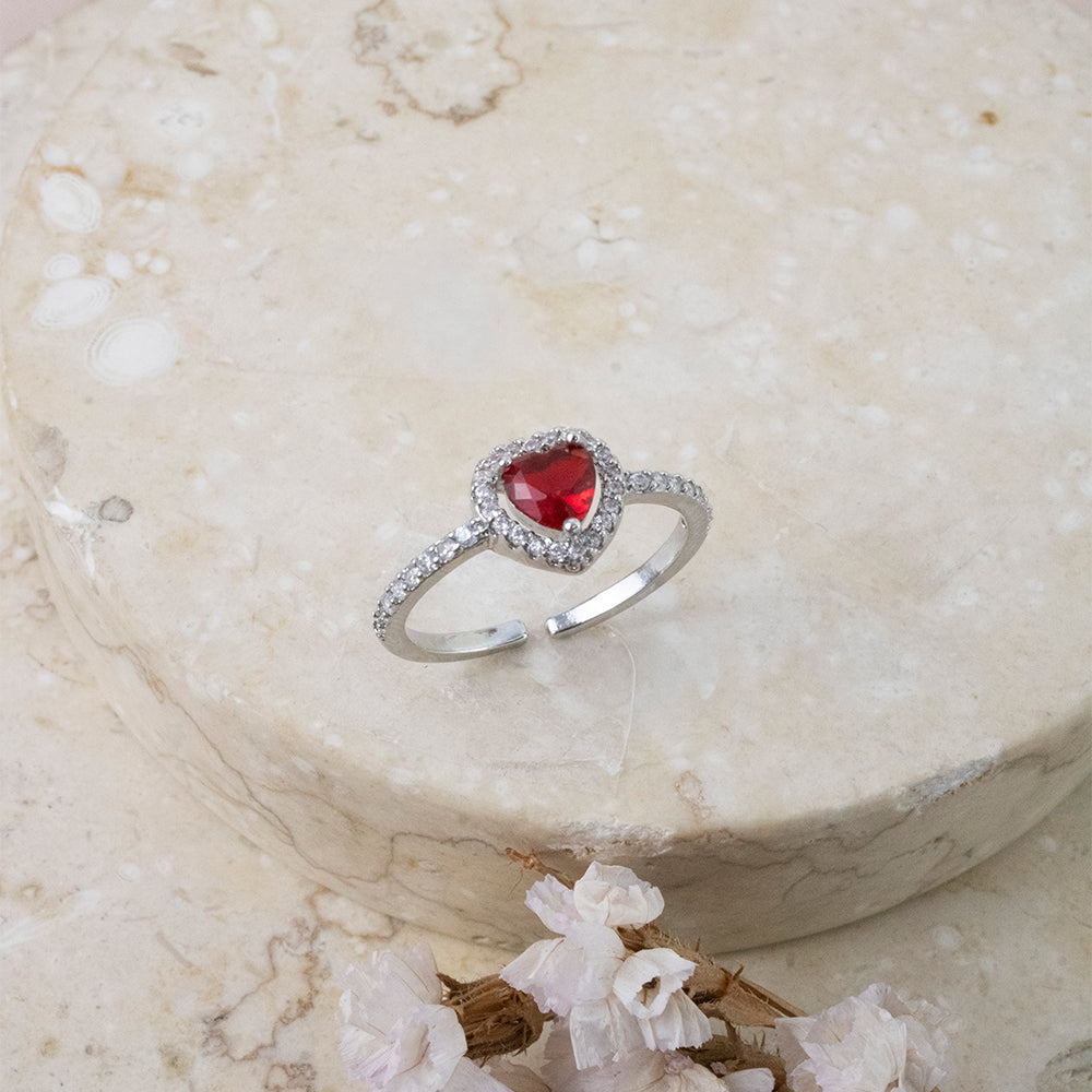 Anillo Corazón Divine Rojo Regulable