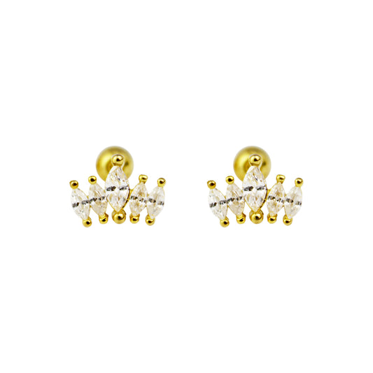 Aretes dorados con piedras pequeñas 