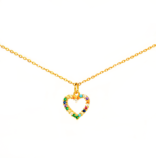 Collar Corazon Cristales de Colores Colorfull