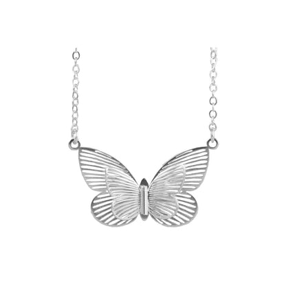 Collar Doble Mariposa Plateado Plata
