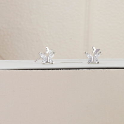 Aretes Doble Mariposa Plata