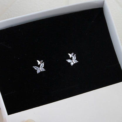 Aretes Doble Mariposa Plata