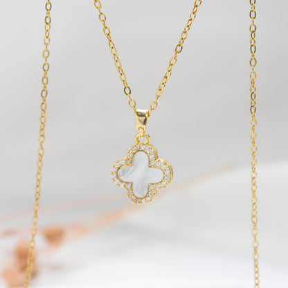Collar Trebol Dupe Blanco Acero
