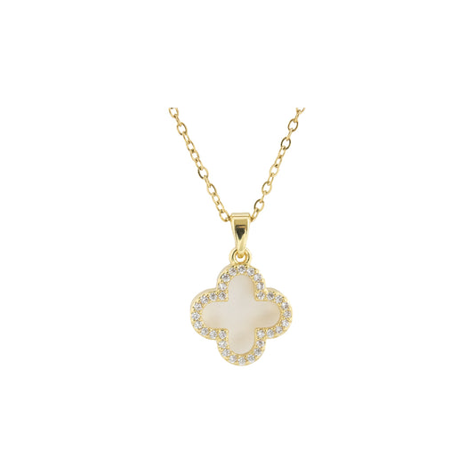 Collar Trebol Dupe Blanco Acero
