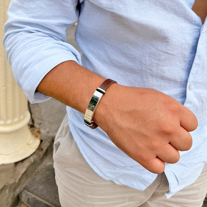 Esclava Cuerina  Plateado Hombre