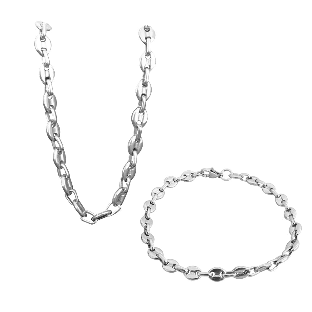 Set Eslabones Plateado Hombre