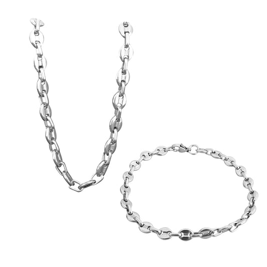 Set Eslabones Plateado Hombre