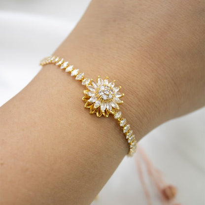 Pulsera Girasol Giratorio Regulable  Dorado Acero