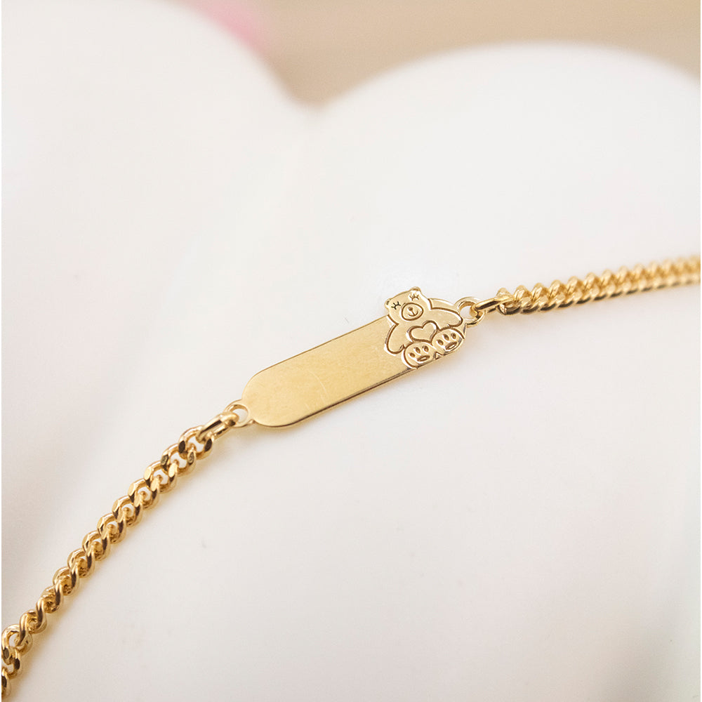 Pulsera para niña Osita Plata Bañada en Oro