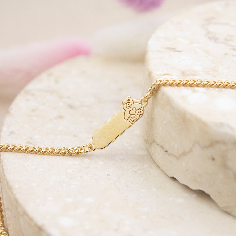Pulsera para niña Osita Plata Bañada en Oro