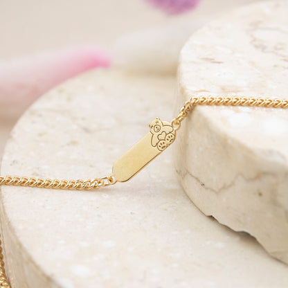 Pulsera para niña Osita Plata Bañada en Oro