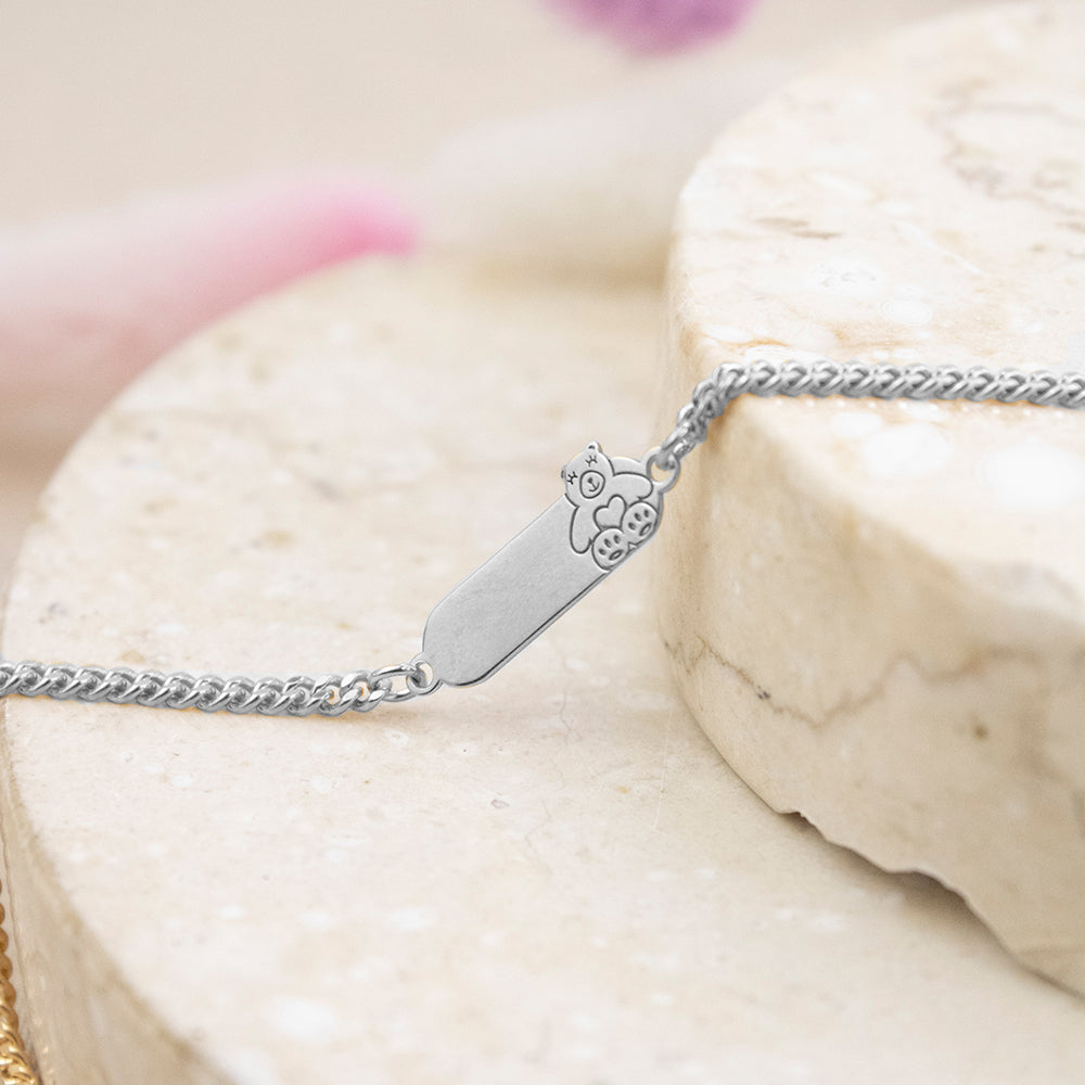 Pulsera para niña Osita Plata Bañada en Oro