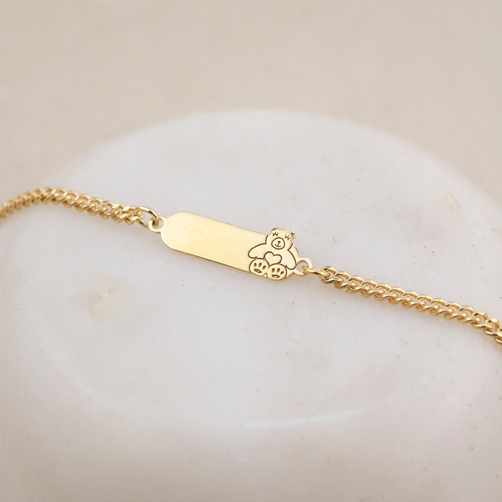 Pulsera para niña Osita Plata Bañada en Oro