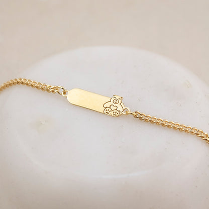 Pulsera para niña Osita Plata Bañada en Oro