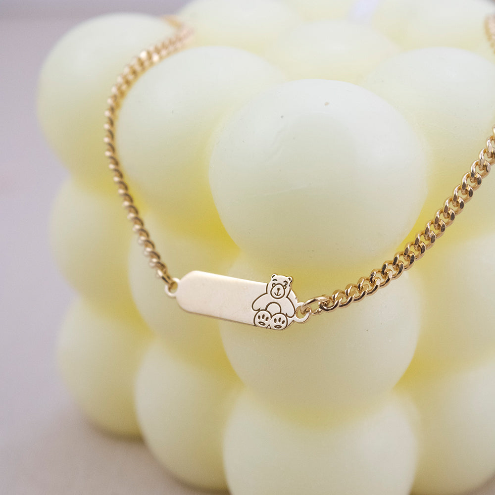 Pulsera para niño Osito Plata Bañada en Oro