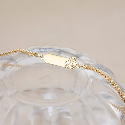 Pulsera para niño Osito Plata Bañada en Oro