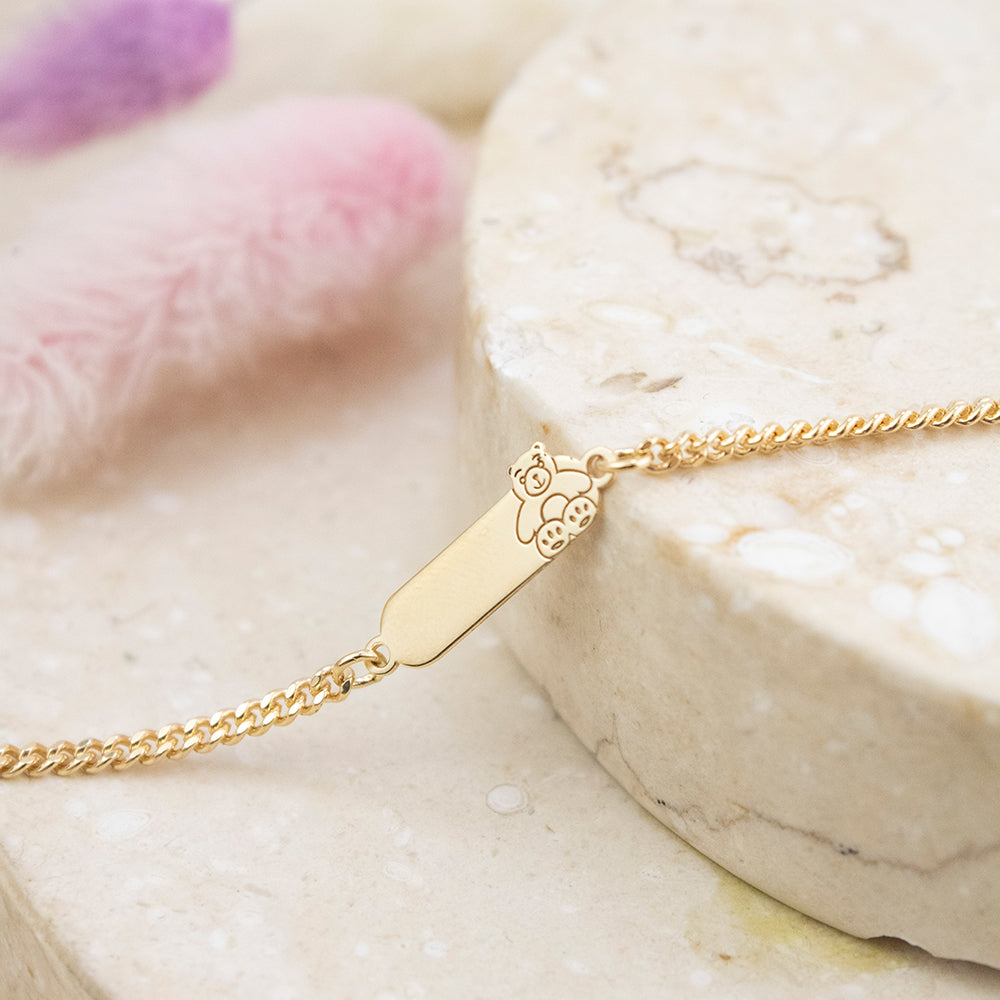 Pulsera para niño Osito Plata Bañada en Oro