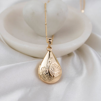 Collar Relicario Gota Dorado Rose