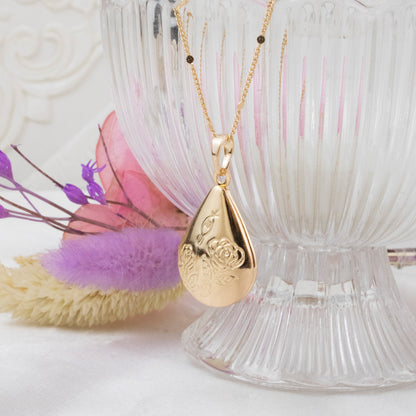 Collar Relicario Gota Dorado Rose