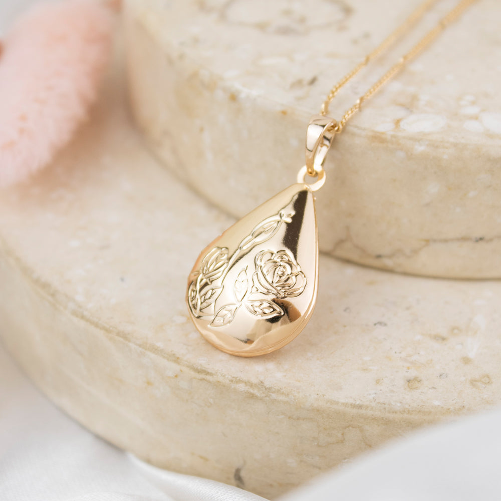 Collar Relicario Gota Dorado Rose