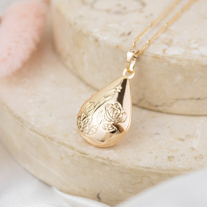 Collar Relicario Gota Dorado Rose