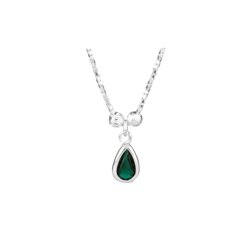 Collar Gota Piedra Verde Plata